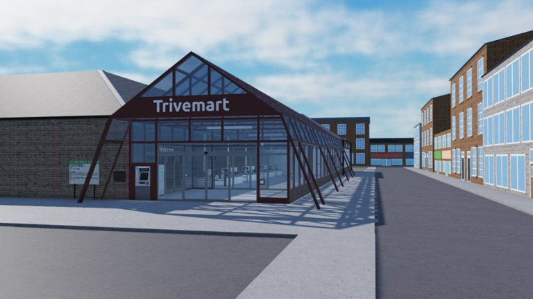 Outside view of the entrance to Trivemart