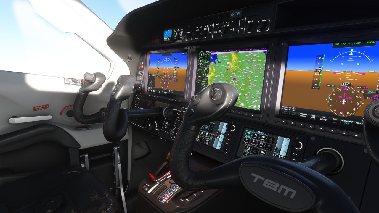 Cockpit of the TBM930 during cruise